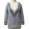 Frauen-V-Ausschnitt Pullover Strick-Pullover